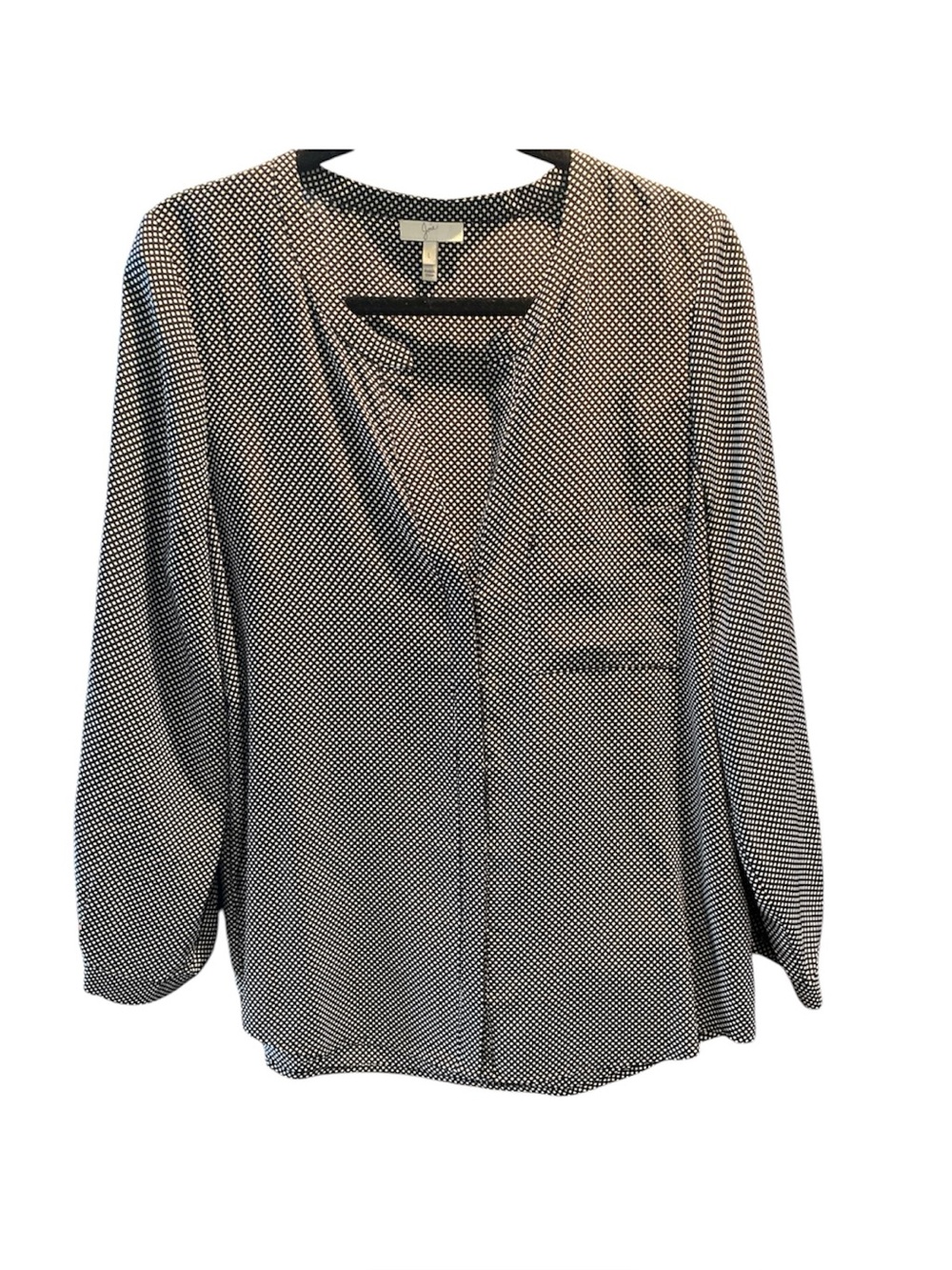 Joie Silk Black & White Geometric patterned long sleeve blouse Size Large
